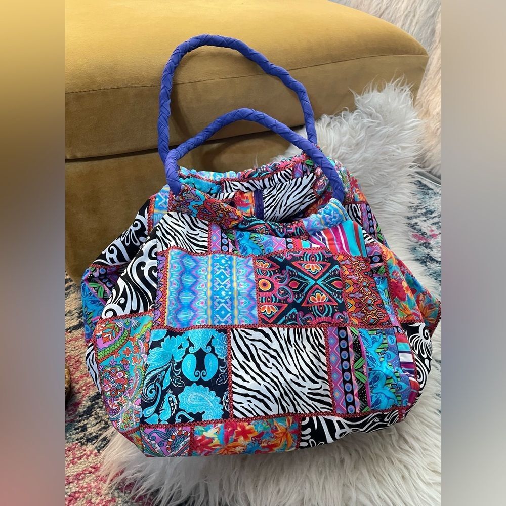 Pualani Colorful Floral Patchwork Travel/Beach Bag